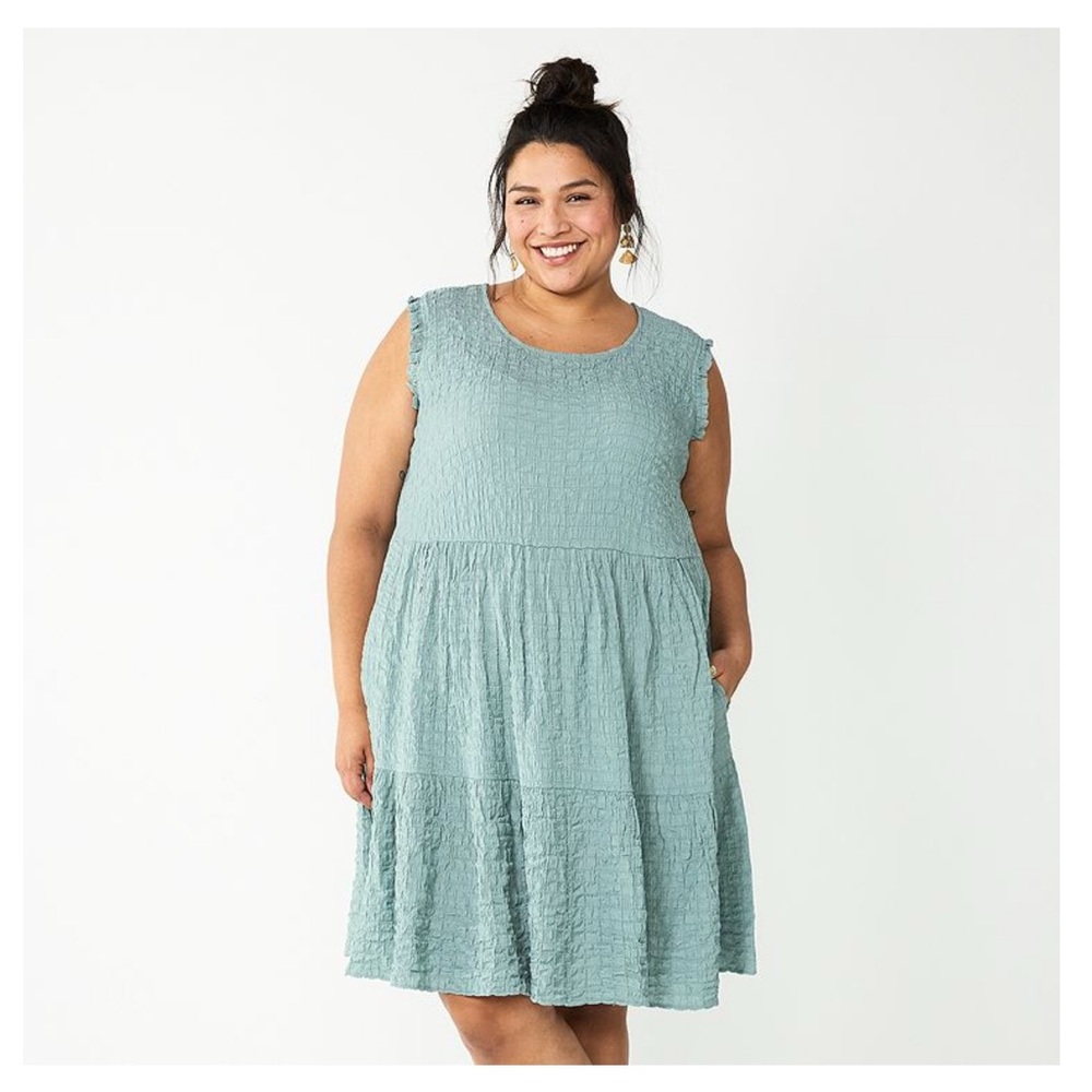Sonoma Textured Sleeveless Dress in Teal size 2X